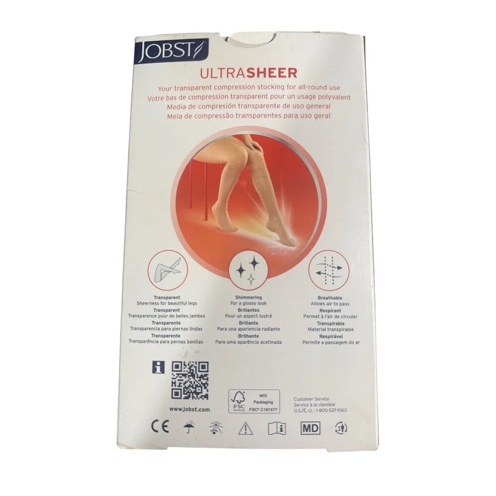 Jobst UltraSheer Knee High Compression Stockings 15-20 mmHg M Regular Natural
